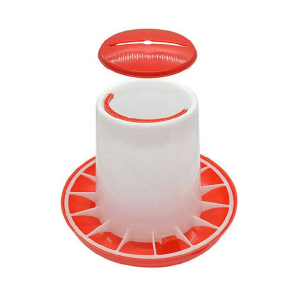 Hranitoare păsări 9kg din plastic durabil – roșu/alb [3]