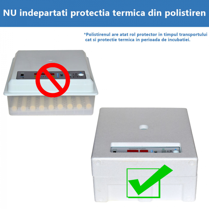 Incubator cu intoarcere automata pentru 64 oua de gaina, rata, gasca, prepelita, curcan, fazan, potarniche  Model MS-64 , 230VAC si 12V DC [2]
