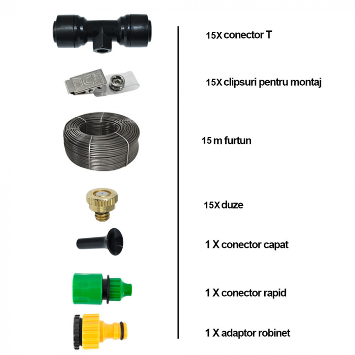 Kit complet Sistem racire exterioara terase, 15m, 15 duze, 15 clipsuri [3]