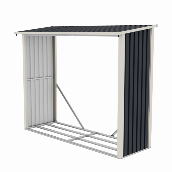 Magazie de lemne, pentru depozitare ideala, din metal zincat vopsit MESTERINO WA-B, Gri/Bej, dimensiuni 242x89x190 cm [3]