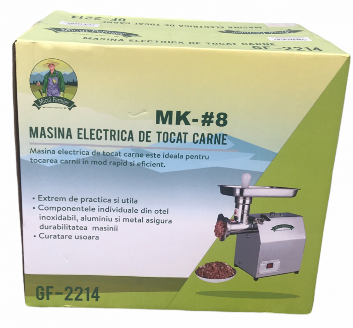 Masina Tocat carne MK-8, 350W, 60 Kg/Ora, Grandepo Micul Fermier 2021 pentru uz casnic cu 2 site si 1 cutit GF-2214 [8]