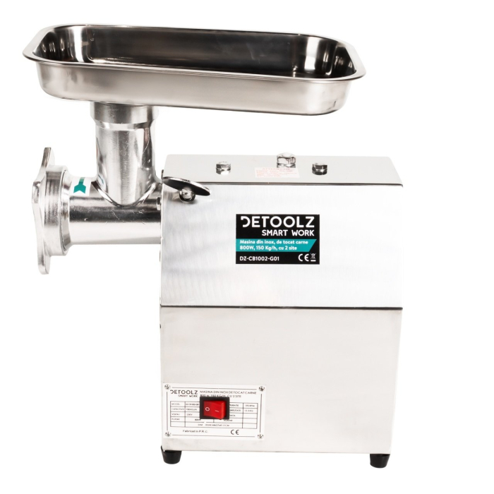 Mașină de tocat carne profesională Detoolz  – 800 W, inox alimentar, 150 kg/h, 2 site incluse [9]