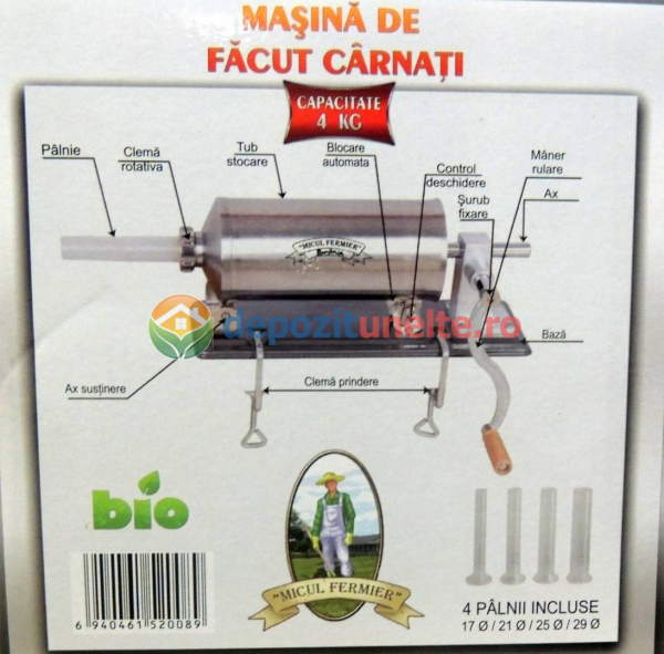 Masina de umplut carnati 4kg Micul Fermier - Orizontal (YG-2008PA) suport / talpa de metal cu protectii de silicon [9]