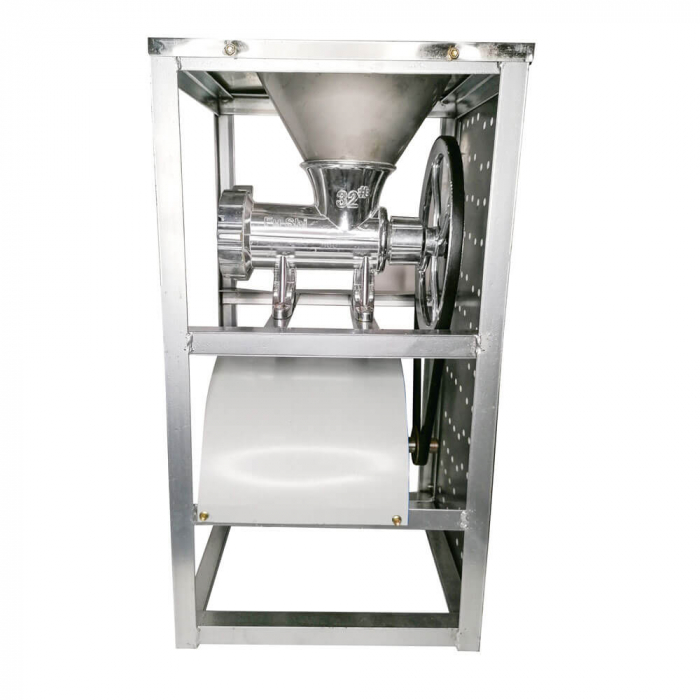 Masina tocat carne din aluminiu nr 32 cu cadru si  motor electric 2200W, palnie si masuta inox [2]