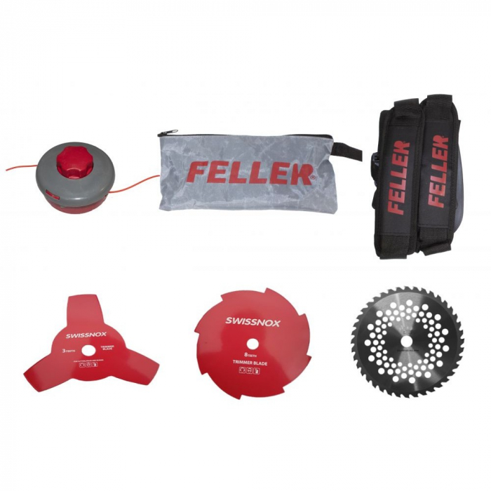 Motocoasa benzina Feller GT-4200, Motor 52cc, 4200W, 9000RPM, 5.7CP 3 Discuri Inox + Tambur [5]