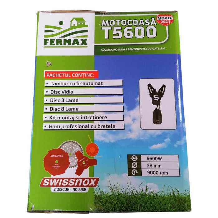 MOTOCOASA FERMAX T5600, MOTOR 4 TIMPI, 7.6CP, 5600W, 4 MODURI DE TAIERE, MOTOCOSITOARE PE BENZINA [14]