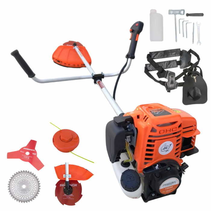 MOTOCOASA PANDORA T5600, MOTOR 4 TIMPI, 7.6CP, 5600W, 4 MODURI DE TAIERE, MOTOCOSITOARE PE BENZINA [2]