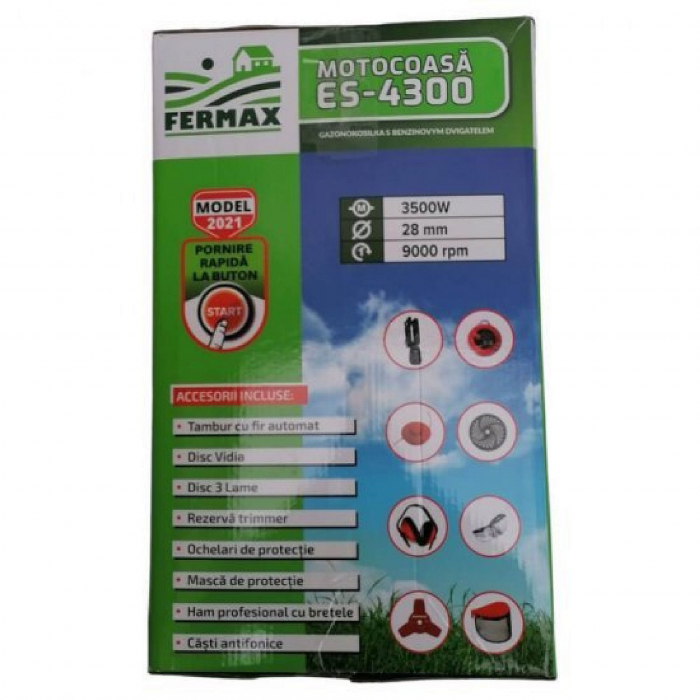 Motocositoare pe benzina Fermax ES-4300, cu pornire electrica si manuala, 4.7 CP, 9000 rpm, 8 accesorii incluse [2]