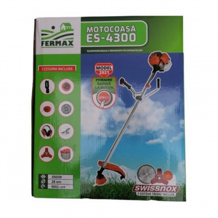 Motocositoare pe benzina Fermax ES-4300, cu pornire electrica si manuala, 4.7 CP, 9000 rpm, 8 accesorii incluse [3]