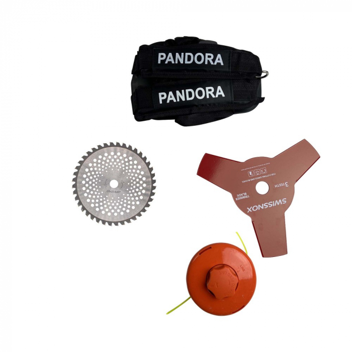 Motocositoare Pandora T5600 - Motor 4 TIMPI, 7,5HP 62CC, 9000RPM, 5.6 KW, Kit de instalare si 7 accesorii incluse + accesoriu tip drujba 28mm [16]