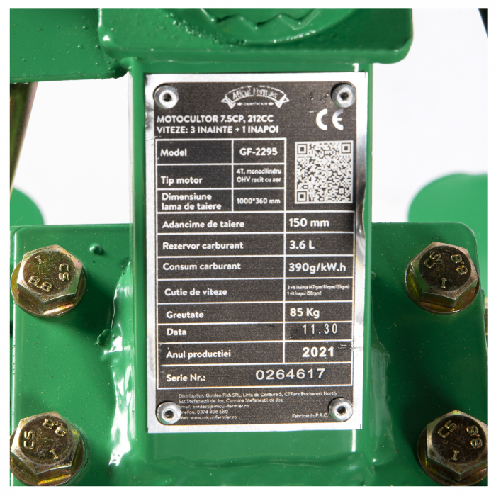 Motocultor 7,5CP, 212CC, viteze:3 inainte+1 inapoi [10]