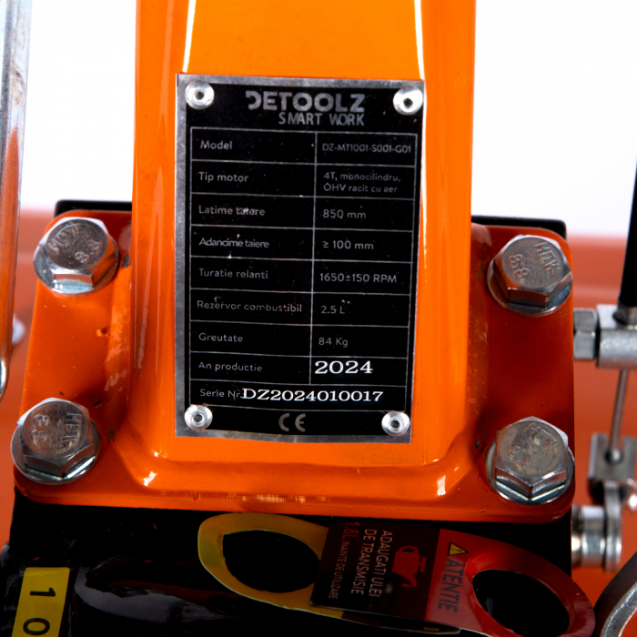 Motocultor DETOOLZ 7CP 280CC, motorina, 4T, 3 viteze, pornire manuala, cu roti [2]