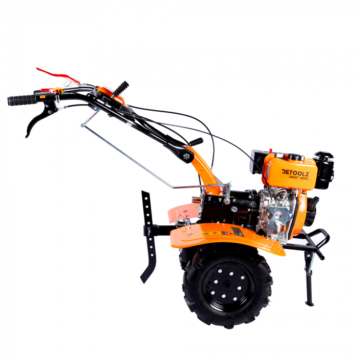 Motocultor DETOOLZ 7CP 280CC, motorina, 4T, 3 viteze, pornire manuala, cu roti [14]