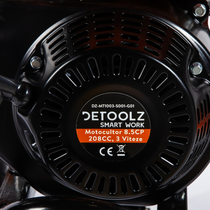Motocultor DETOOLZ 8.5CP 208CC, benzina,4T, 3 viteze, pornire manuala, cu roti [4]