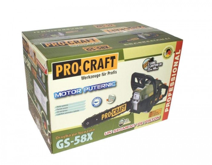 Drujba Procraft GS-58X, 2.7CP, 11500 RPM, 2 lame si 2 lanturi [10]