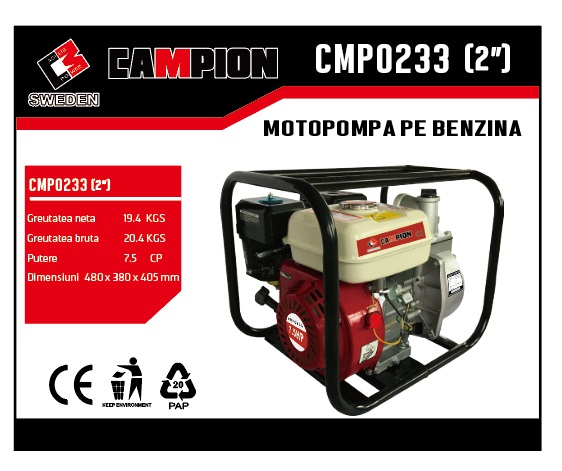 Motopompa benzina Campion 7.5 Cp, 2\" 850 l/min [2]