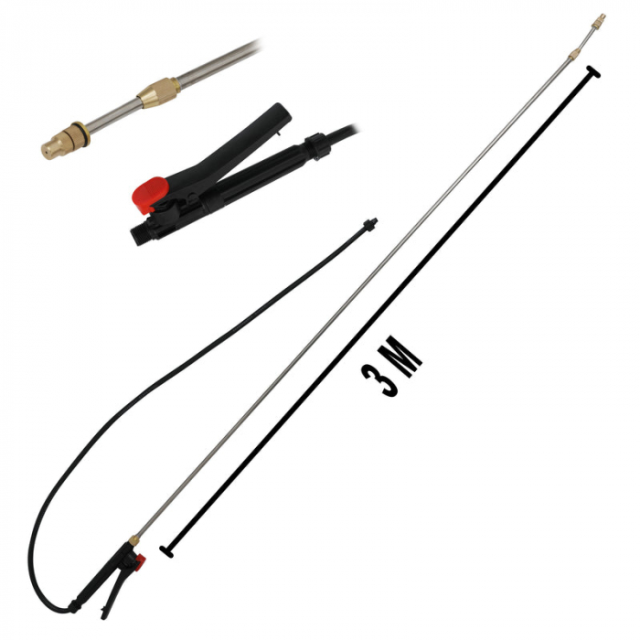 Pompa de stropit cu acumulator Pandora 12L + Atomizor + Set Lance telescopica stropit pomi 2,8 m, vermorel [10]