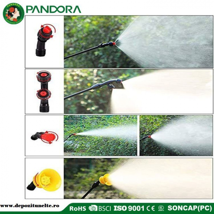 Pompa de stropit electrica cu acumulator Micul Fermier by Pandora 16 Litri MF-PA1007-S001-G01 - Vermorel electric cu baterie + Atomizor + Set Lance telescopica stropit pomi 2,8 m [24]