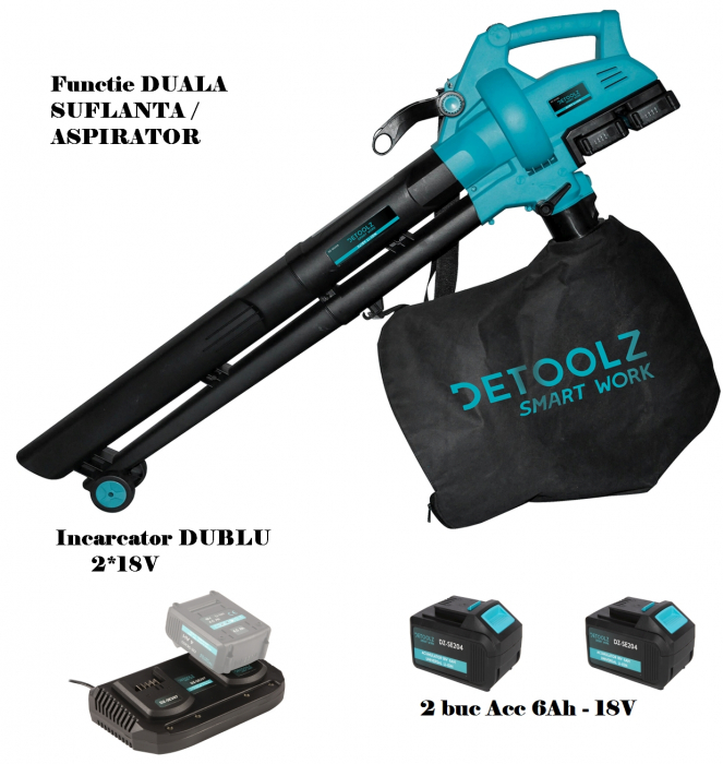 Pachet Suflanta Aspirator 40L + 2 Acumulatoare 18V/4AH + Incarcator 1 acumulator 18V [1]