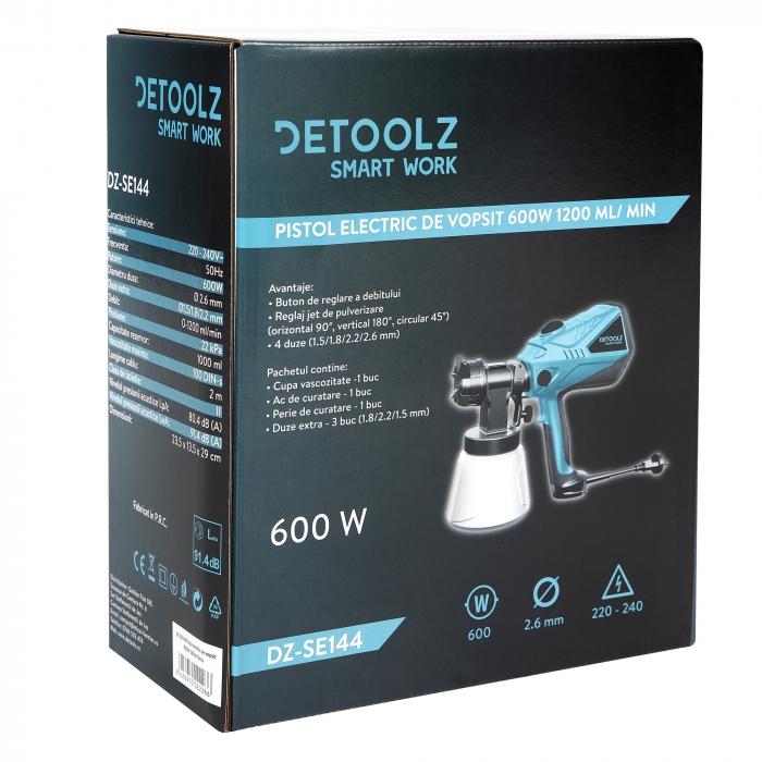 Pistol electric de vopsit 600W 1200ml/min, Detoolz DZ-SE144 [7]