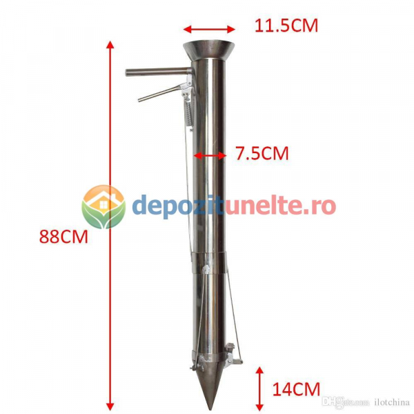Plantator manual de rasaduri din INOX, tija picior, 3 lame deschidere, distantier, Micul Fermier GF-0132 [6]