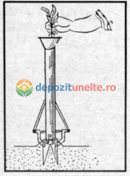 Plantator manual de rasaduri din INOX, tija picior, 3 lame deschidere, distantier, Micul Fermier GF-0132 [8]