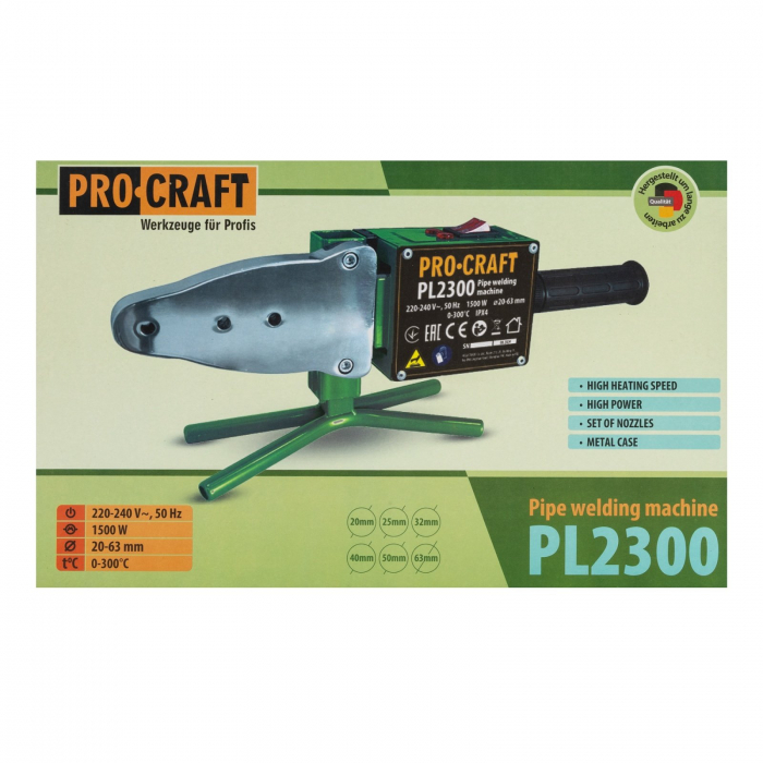 Plita de sudură PPR PL2300 PROCRAFT – 1500W, 6 bacuri, control precis al temperaturii, set complet pentru instalații sanitare [3]