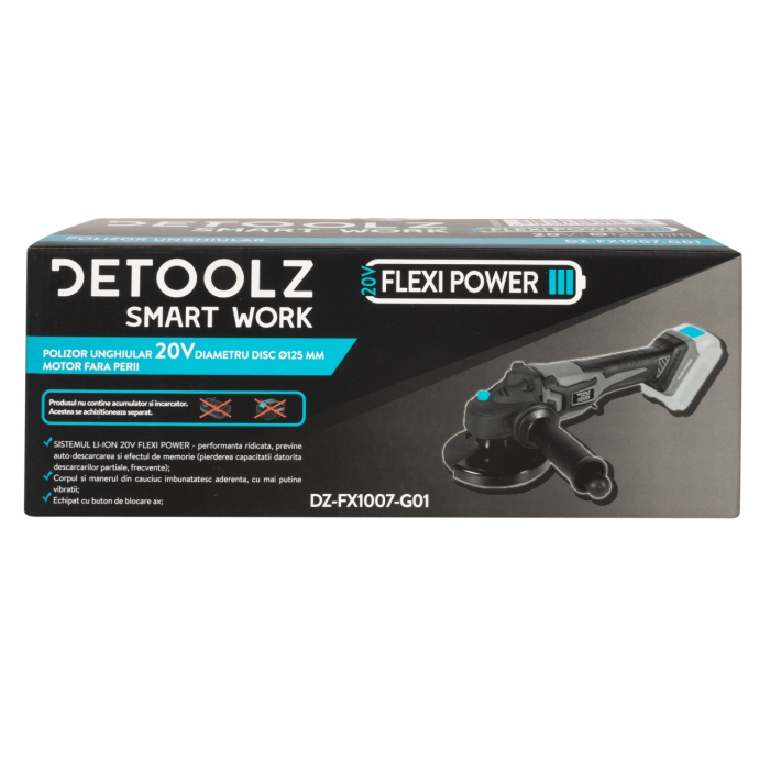 Polizor unghiular Detoolz 20V, diametru disc Ø125, motor fara perii [13]