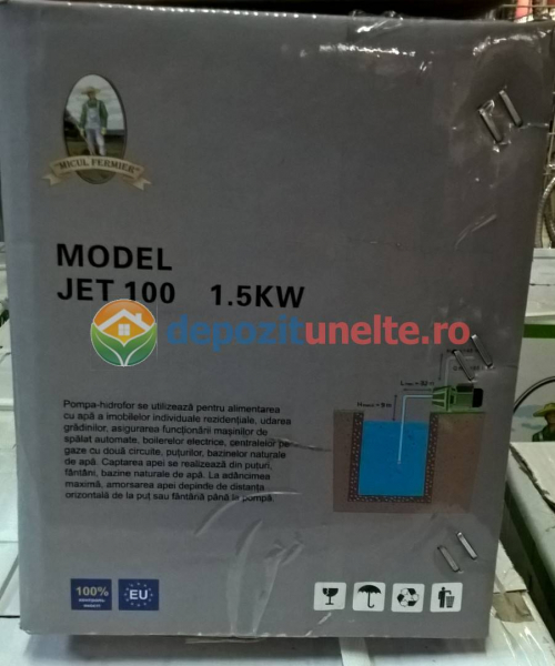 Pompa de suprafata autoamorsanta JET 100L Micul Fermier GF-0712, 2.01 CP, debit 60 l/min [13]