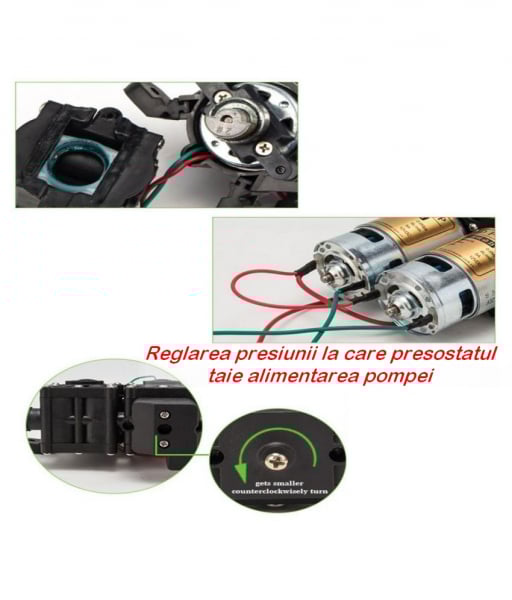 Pompa de apa cu presostat incorporat Micul Fermier GF-1712, autoamorsata, corp dublu, alimentata la 12V cc, 3A, debit de 8l/min, putere de 7.5bar (110PSI) [10]