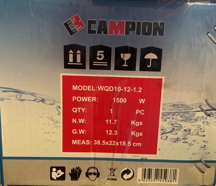 Pompa de apa murdara Campion WQD RED cu Plutitor, Putere 1500 W, Inaltime de refulare 15 M [3]