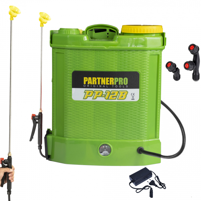 Pompa de stropit cu acumulator 12L PARTNER PRO, 3 duze, presiune 3 bari, bretele de sustinere, PP-12B [2]