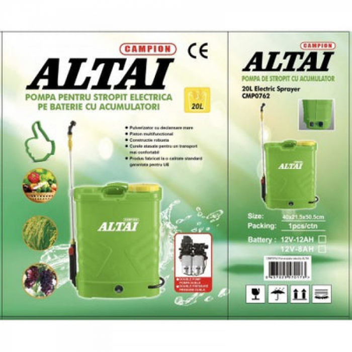 POMPA DE STROPIT CU ACUMULATOR ALTAI BY CAMPION, 20L, 7,5 bar BAR, CU DUBLA POMPA, VERMOREL [2]