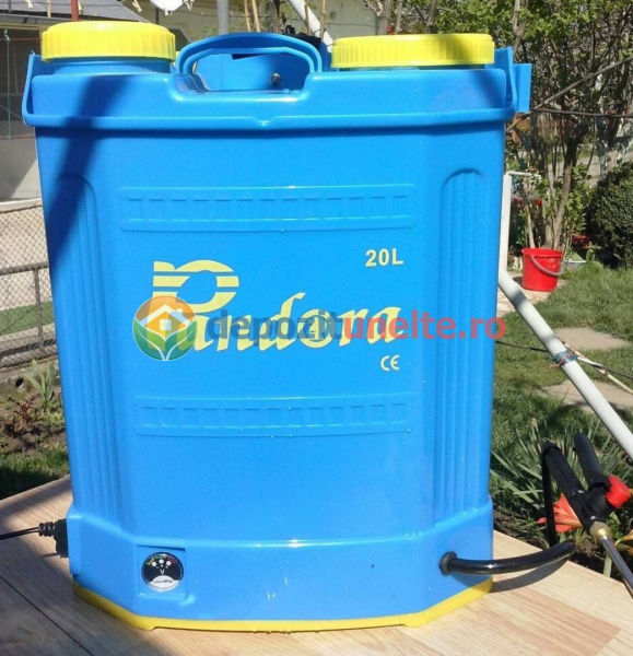 Pompa stropit electrica Pandora 20 Litri, 5,5 Bar + regulator presiune, vermorel cu baterie acumulator 12V, 8AH [11]