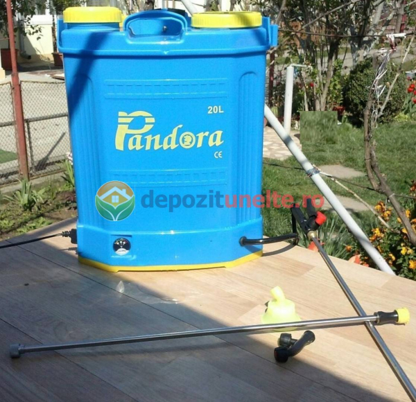 Pompa stropit electrica Pandora 20 Litri, 5,5 Bar + regulator presiune, vermorel cu baterie acumulator 12V, 8AH [13]