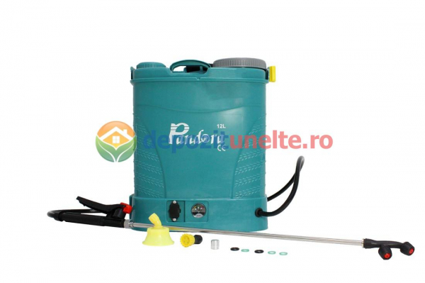 Pompa de stropit electrica Micul Fermier GF-1516 by PANDORA 12L, vermorel electric cu acumulator de 12V 8Ah 5,5 bar si regulator de presiune + 3 duze incluse [14]
