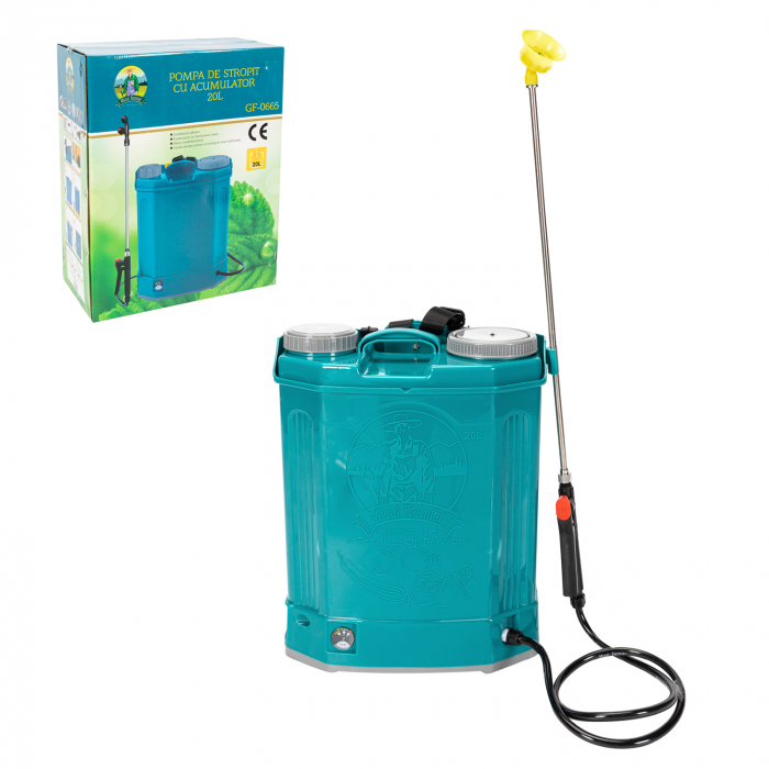 Pompa stropit cu acumulator 20L GF-0665 Vermorel electric cu baterie + Atomizor + Set Lance telescopica stropit pomi 2,8 m [9]