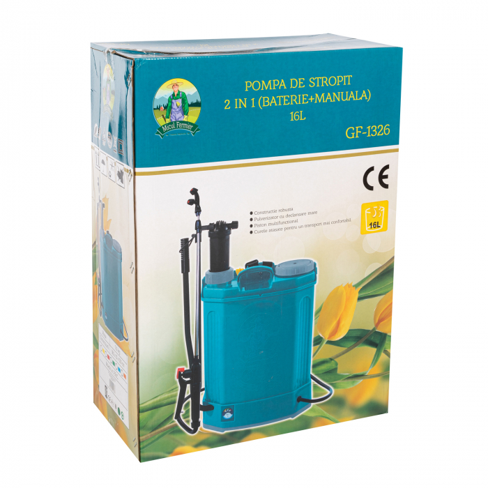 Pompa stropit electrica + Manuala ( 2 in 1 ) 16 Litri  presiune Micul Fermier / Pandora, Vermorel electric cu baterie - acumulator [2]