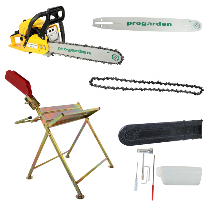 ProGARDEN MF3040P Motoferastrau 400mm, 3CP, benzina 2t, 51cmc + Capra taiat lemne cu suport + Cadou lama si lant [2]