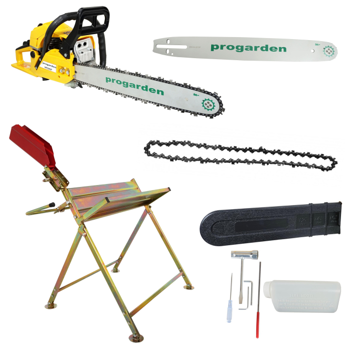 ProGARDEN MF3545P Motoferastrau 450mm, 3.4CP, benzina 2t, 55cmc + Capra taiat lemne + Cadou lama si lant [3]
