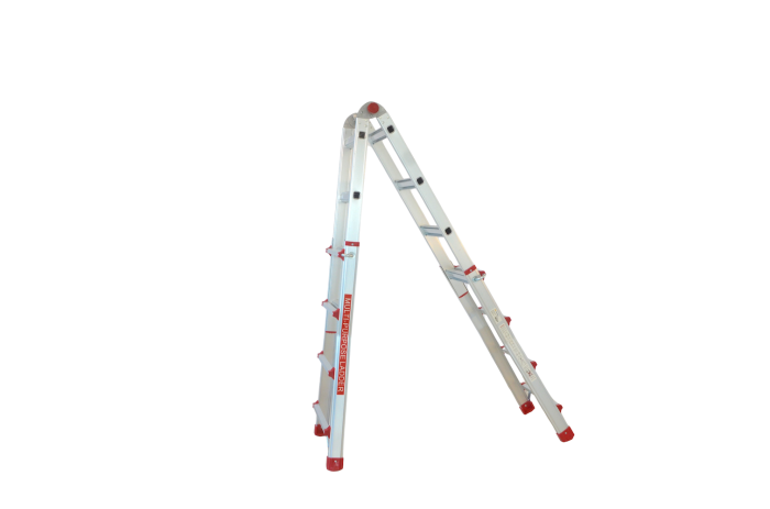 Scara multifunctionala din aluminiu cu balama MESTERINO TOOLS JL-404S-4X4, 3.9 metri, 4x4 trepte, greutate maxima 150 kg [5]