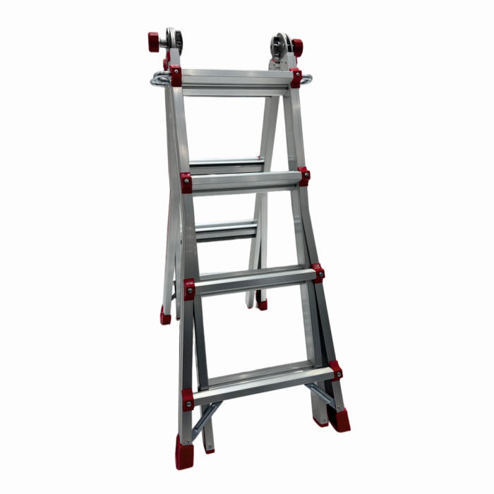 Scara multifunctionala din aluminiu cu balama MESTERINO TOOLS JL-404S-4X4, 3.9 metri, 4x4 trepte, greutate maxima 150 kg [2]