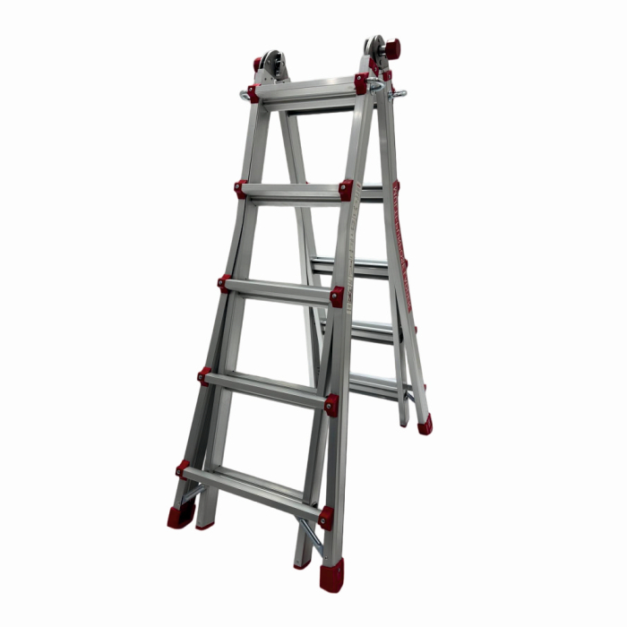 Scara multifunctionala din aluminiu cu balama MESTERINO TOOLS JL-405S-4X5, 5 metri, 4x5 trepte, greutate maxima 150 kg [2]