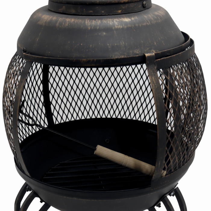 Semineu pentru terasa KLUGMEISTER KY1822M, material otel, capac superior, gratar interior, dimensiuni 43x43x91 cm [3]