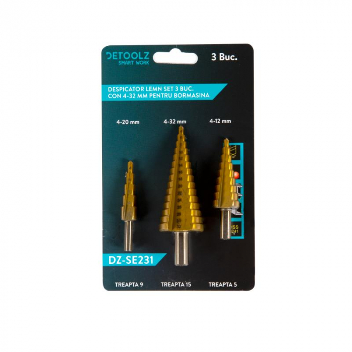 Set 3 freze in trepte HSS+Ti 4-12,4-20,4-32mm [5]