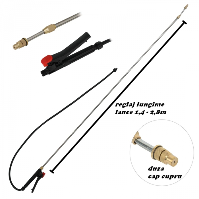 Lance / Tija telescopica din inox pentru stropit pomi, copaci de livada Lance pentru stropit pomi, Micul Fermier, 2,7m, inox [2]