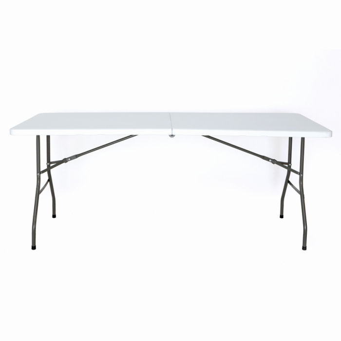 Set masa pliabila 4 persoane din otel cu HDPE 180x70x74 cm + doua banci pliabile din otel si HDPE 183x28x43cm, MESTERINO FURNITURE KJC2061-SET, culoare alba [3]