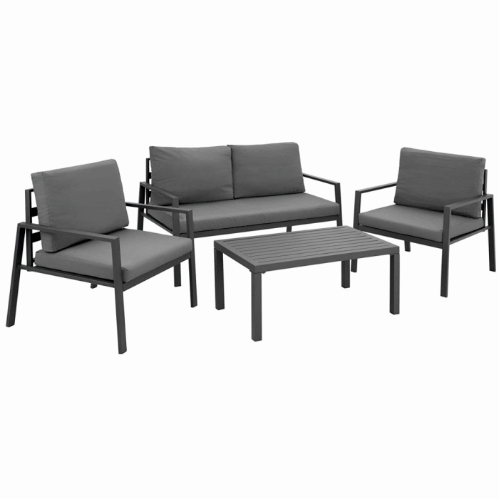Set mobilier terasa/gradina KLUGMEISTER KJF206, doua fololii + canapea + masuta, cu perne incluse, culoare gri [6]