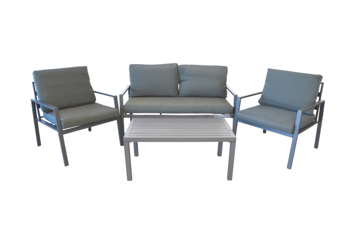 Set mobilier terasa/gradina KLUGMEISTER KJF206, doua fololii + canapea + masuta, cu perne incluse, culoare gri [3]