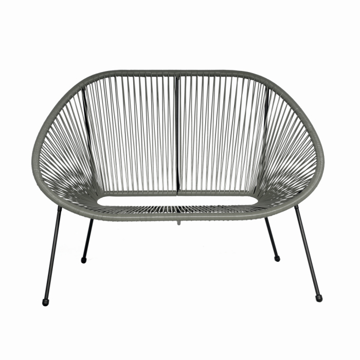 Set mobilier terasa/gradina KLUGMEISTER KJF3643, doua scaune + canapea + masuta, material otel + ratan, culoare gri [2]